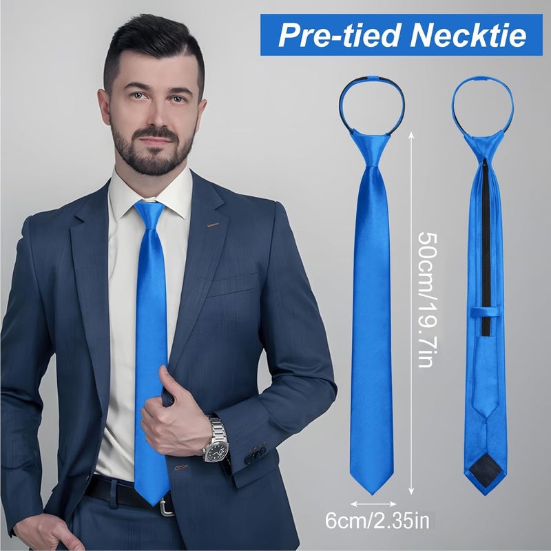 ERDOGLY Men's Pre-Tied Necktie, Adjustable Zipper Skinny Ties for Men, Solid Color Black Ties for Wedding, Graduation - Image 2